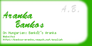 aranka bankos business card